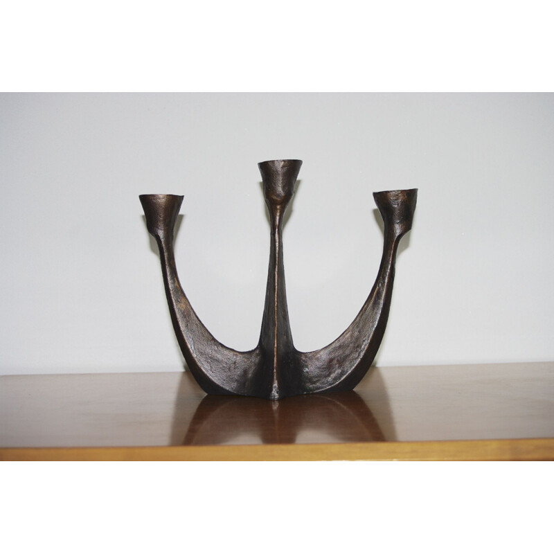 Vintage Brutalist bronze candlestick by A.Lamprecht, 1950