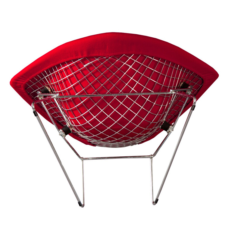 Knoll International "Bird" armchair in red fabric, Harry BERTOIA - 1952