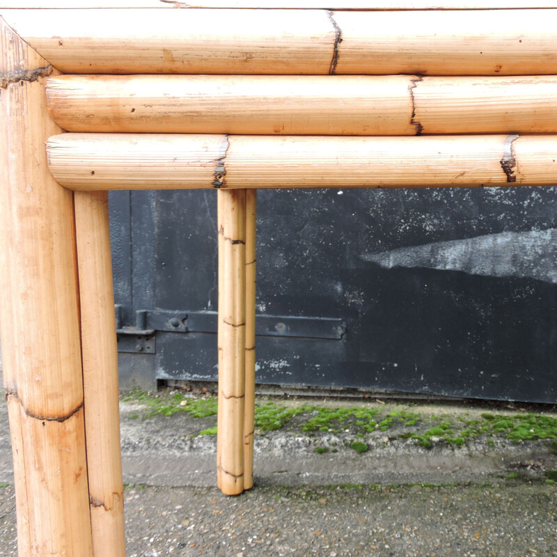 Vintage smoked bamboo dining table, Spain 1980