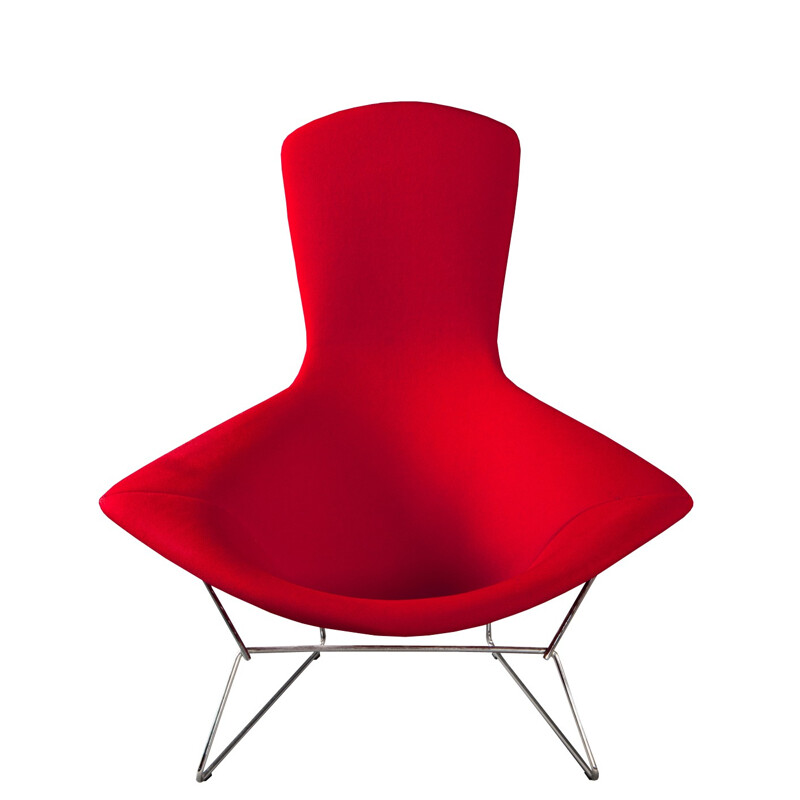 Knoll International "Bird" armchair in red fabric, Harry BERTOIA - 1952