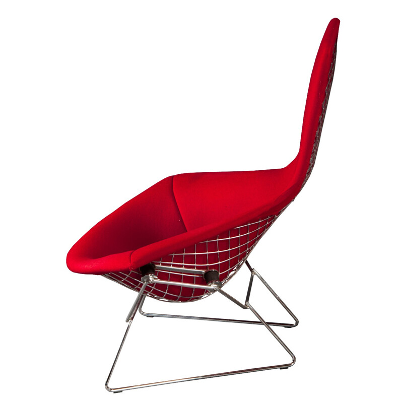 Knoll International "Bird" armchair in red fabric, Harry BERTOIA - 1952