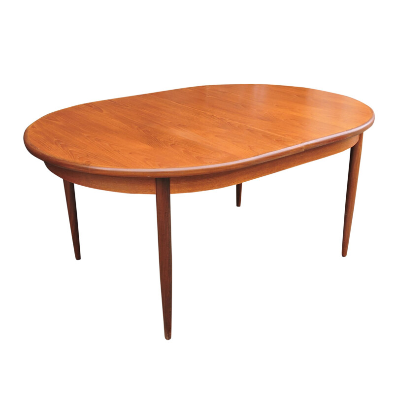 mesa de jantar Victor Wilkins vintage extensão oval de teca para G-Plan 1960