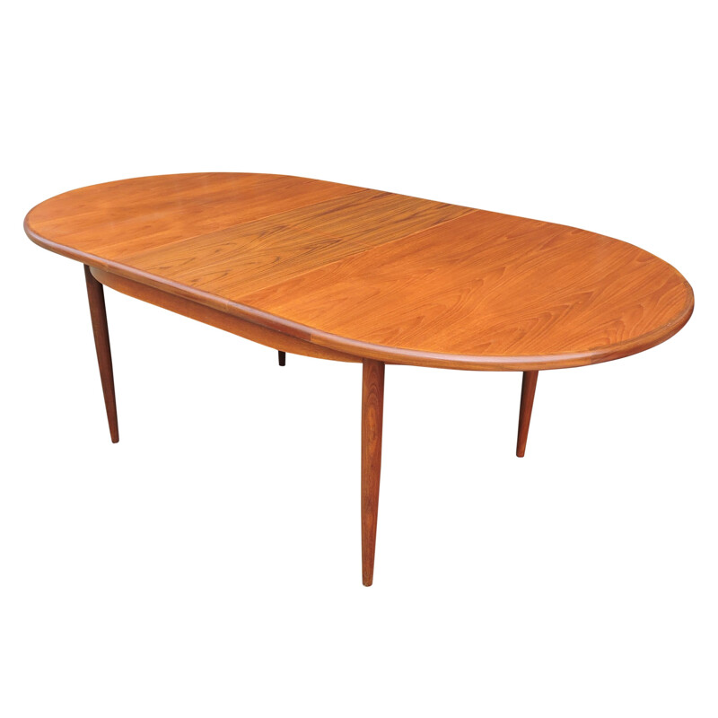 mesa de jantar Victor Wilkins vintage extensão oval de teca para G-Plan 1960
