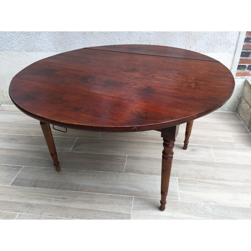 Vintage Round Table with Solid Oak Flaps