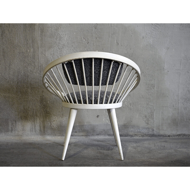 Vintage Grey & White Circle chair by Yngve Ekstrom for the Swedish 1960s