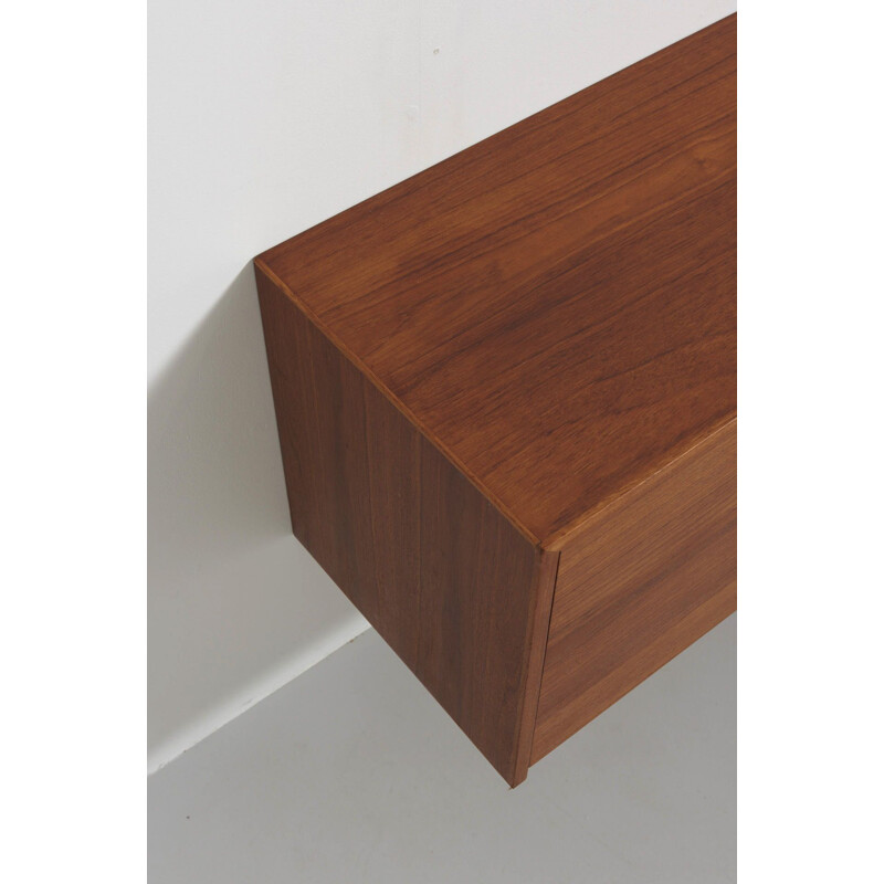 Vintage Wall Mount Sideboard in Teak by Bernhard Pedersen, Denmark 1960s