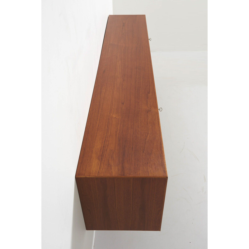 Vintage Wall Mount Sideboard in Teak by Bernhard Pedersen, Denmark 1960s