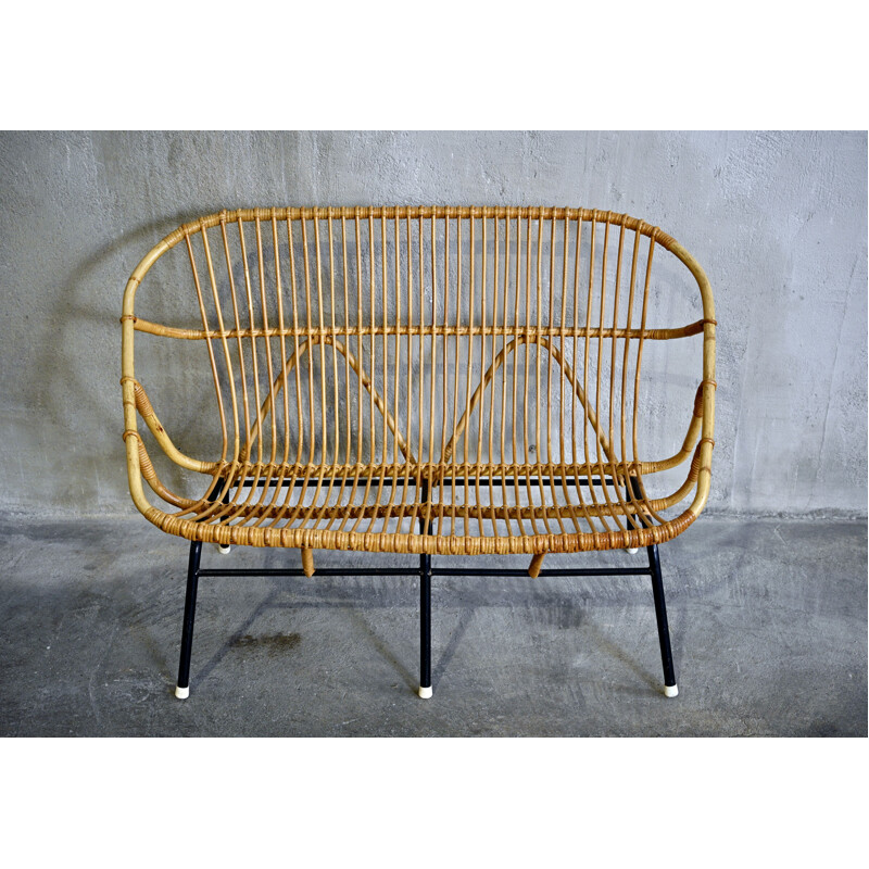 Vintage Wicker Sofa from Rohé Noordwolde 1950s