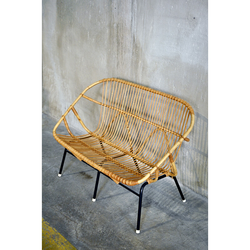 Vintage Wicker Sofa from Rohé Noordwolde 1950s