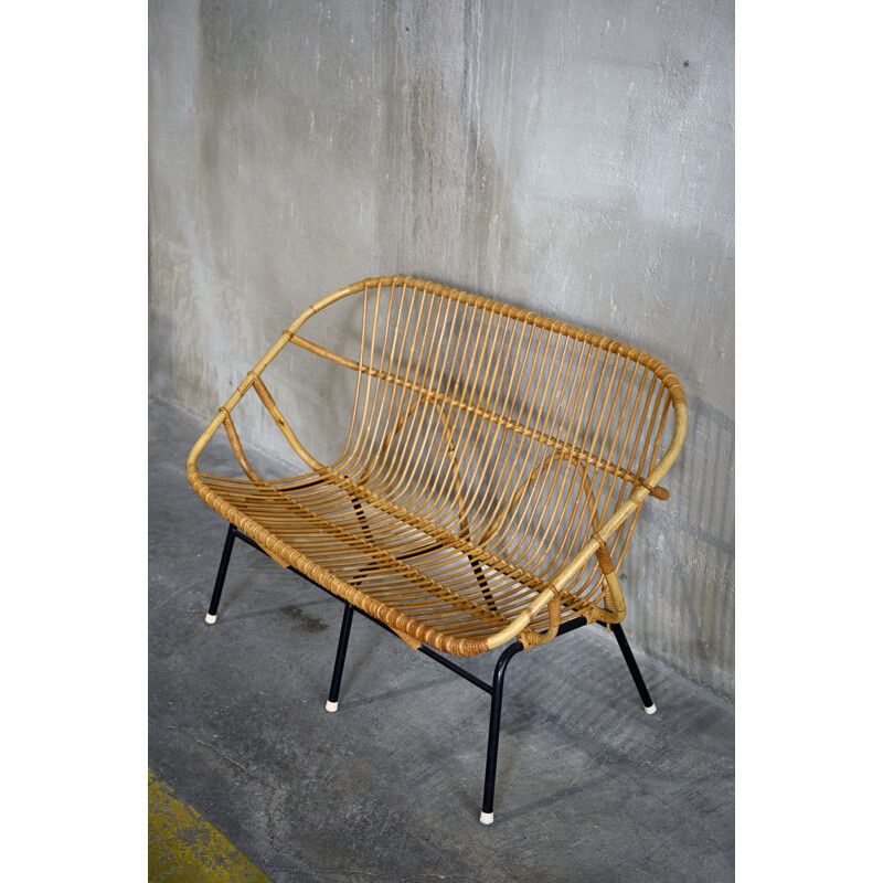 Vintage Wicker Sofa from Rohé Noordwolde 1950s