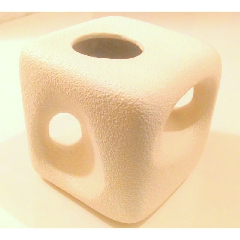 Vintage cube vase Roberto Rigon for Bertoncello in Schiavon Italy 1970s