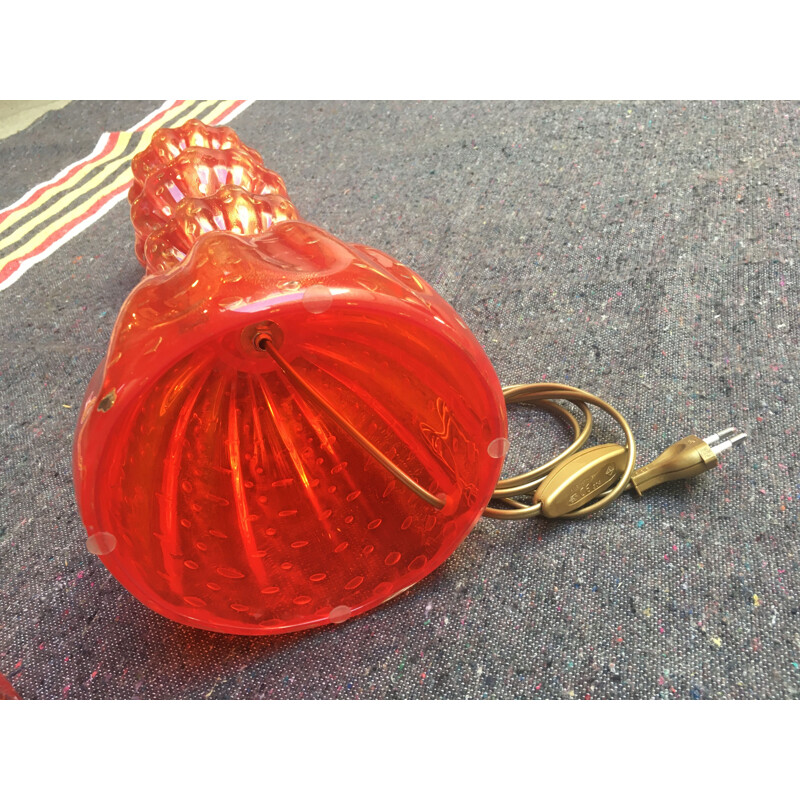 Pair of vintage red lamps 3 balls