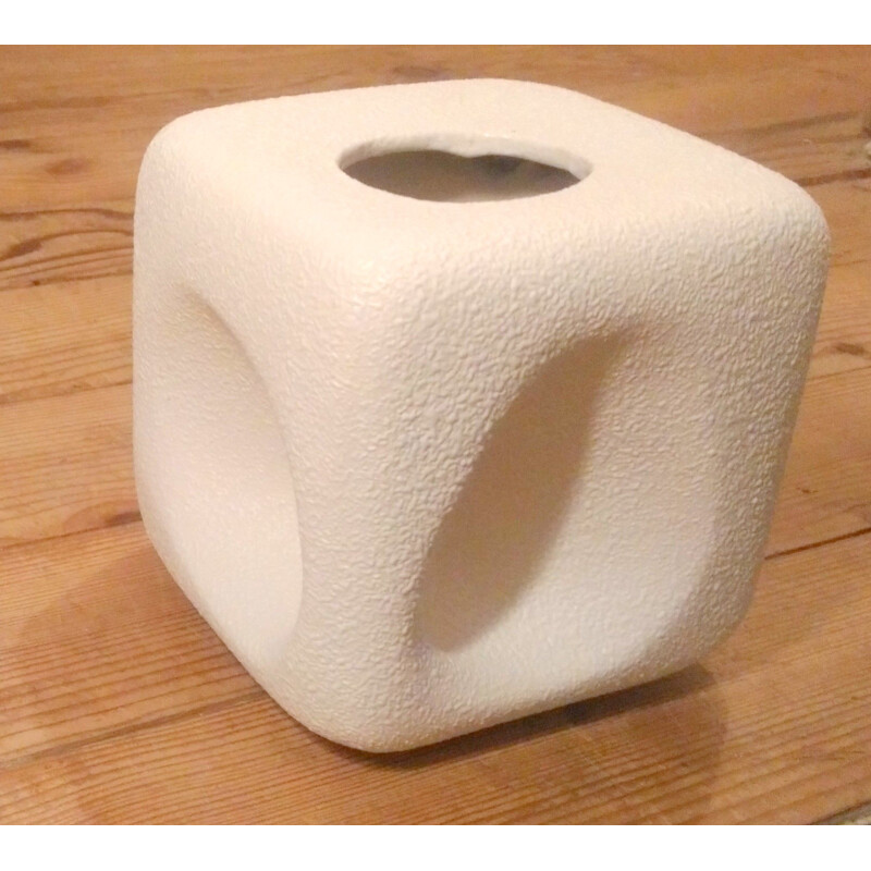 Vintage cube vase Roberto Rigon for Bertoncello in Schiavon Italy 1970s