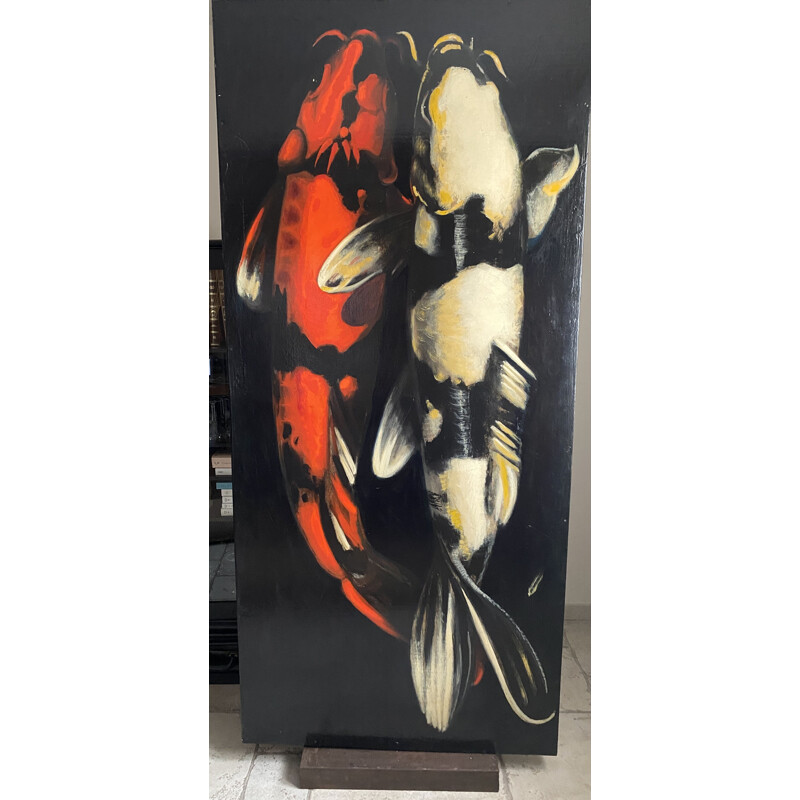 Vintage painting on a rotating metal stand by Dominique Larivaz, 2007