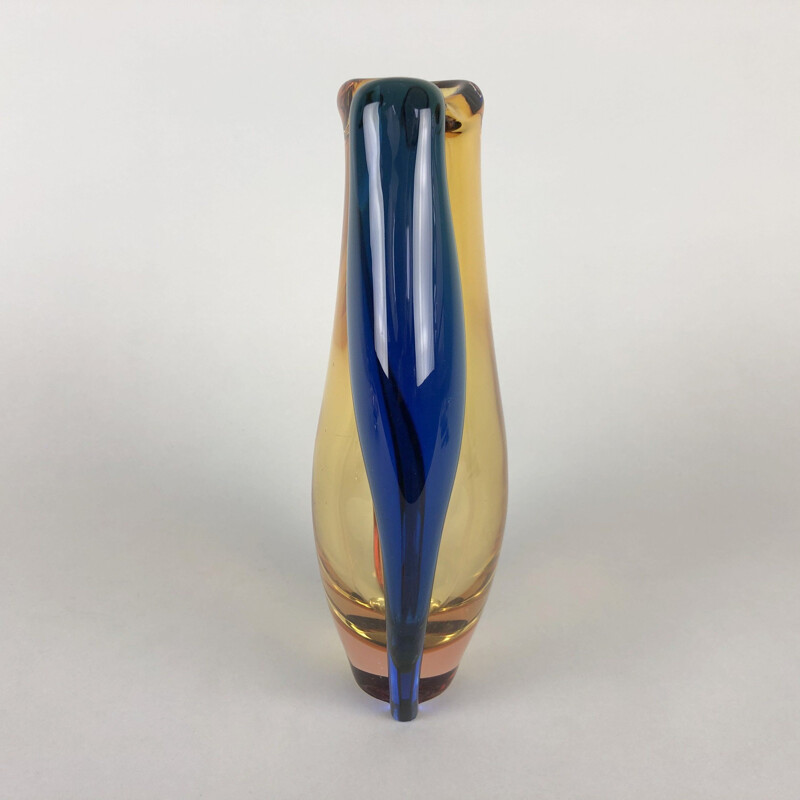 Vase vintage en verre d'art par Hana Machovska pour la verrerie Mstisov, Tchècque 1960