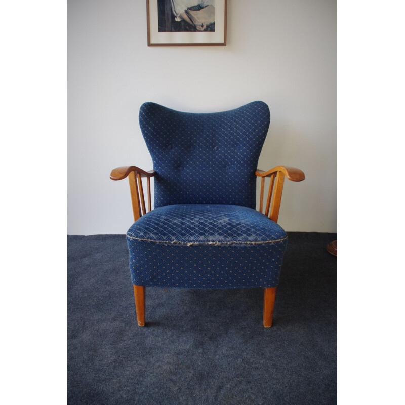 Vintage blue armchair Sweden 1960s