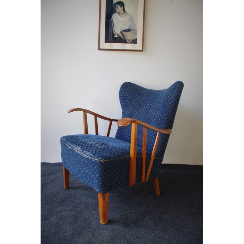 Vintage blue armchair Sweden 1960s