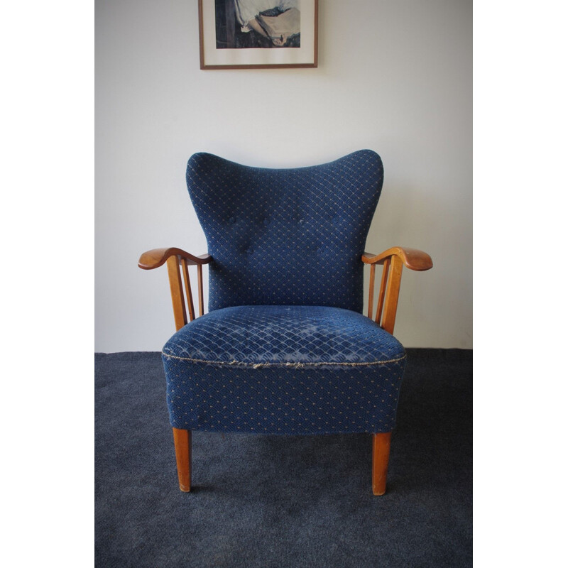 Vintage blue armchair Sweden 1960s