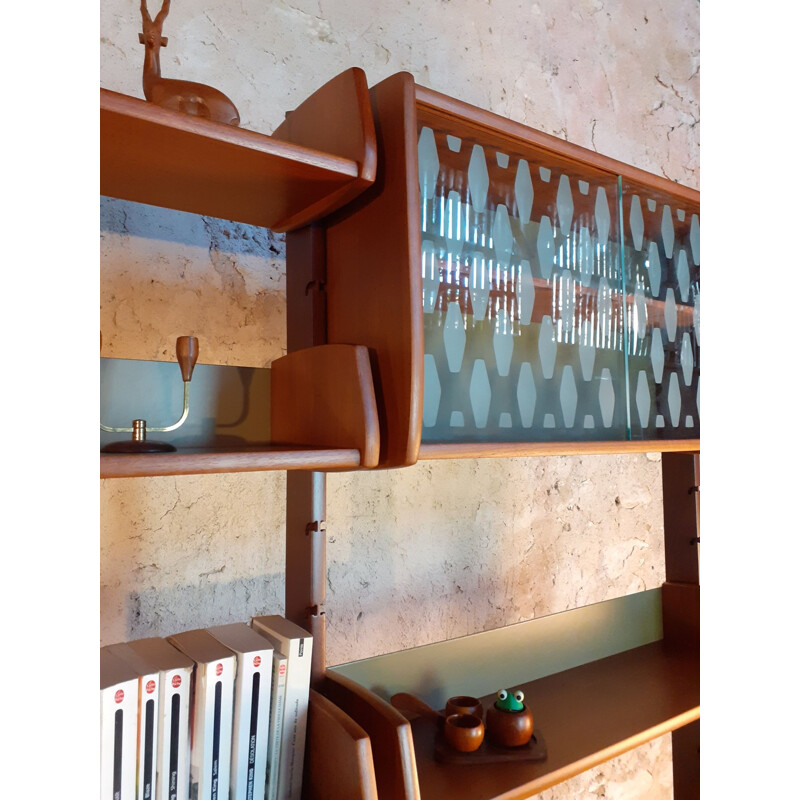 Norwegian Teak 3 module wall shelving system "Ergo", John Texmon 1961