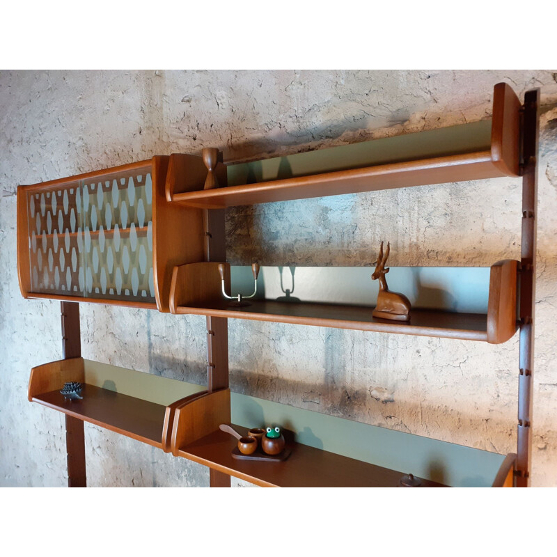 Vintage Norwegian 2 module teak wall system model "Ergo", John Texmon 1961