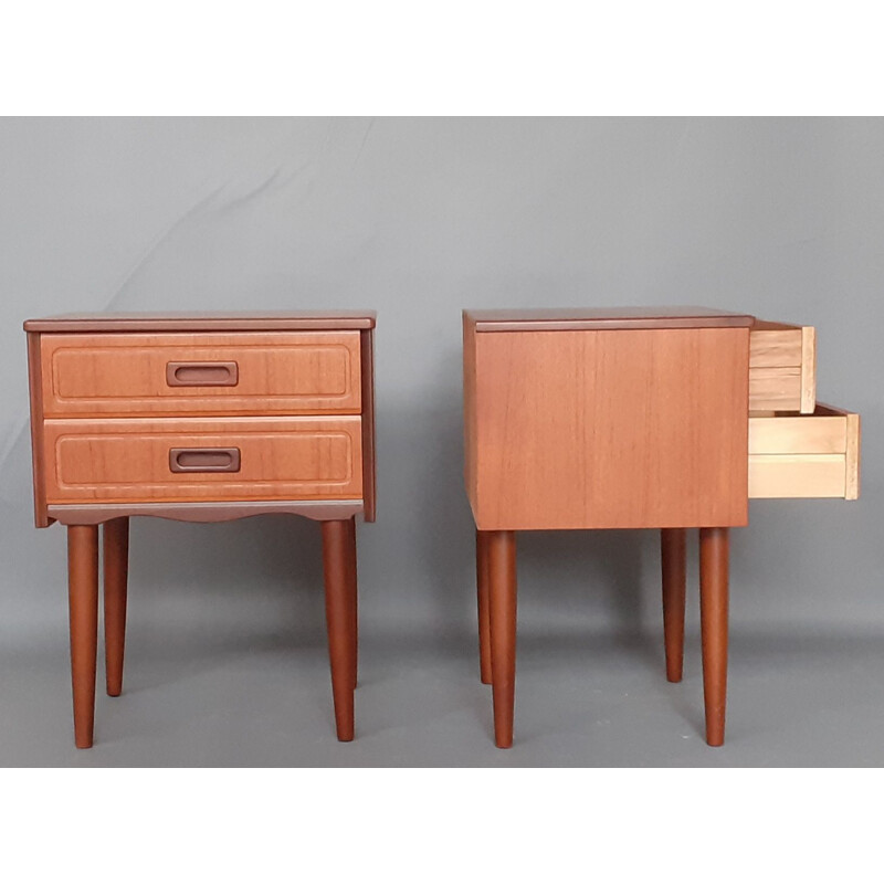 Pair of Vintage Danish Teak Chevets 1960