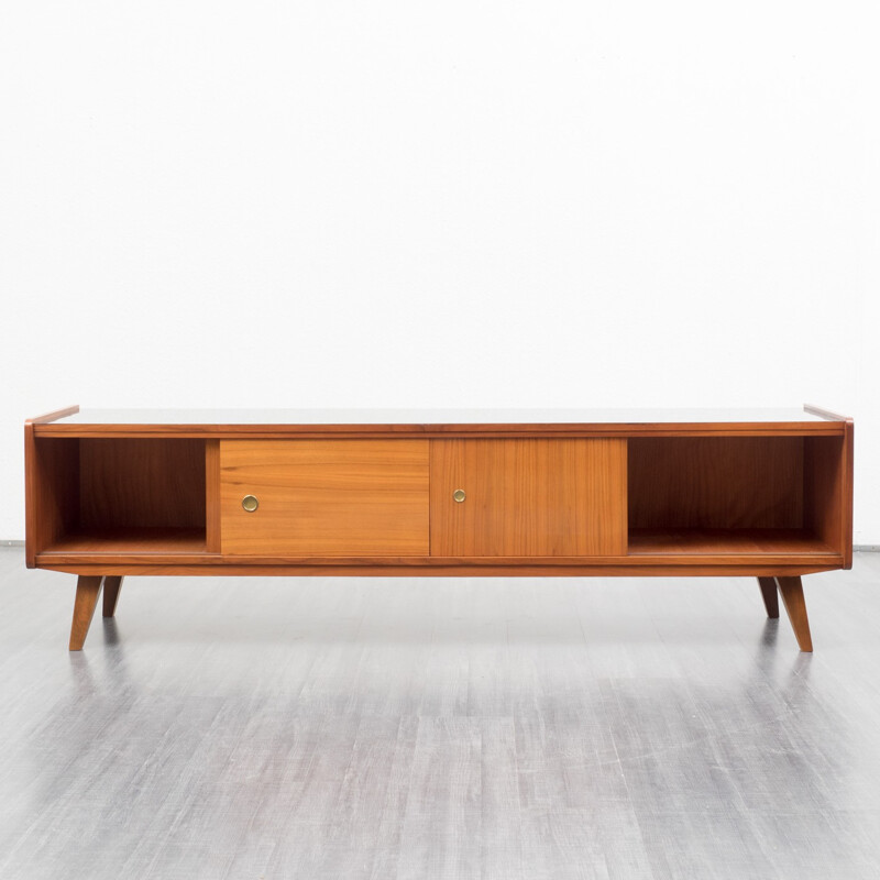 Vintage walnut sideboard with sliding doors - 50s