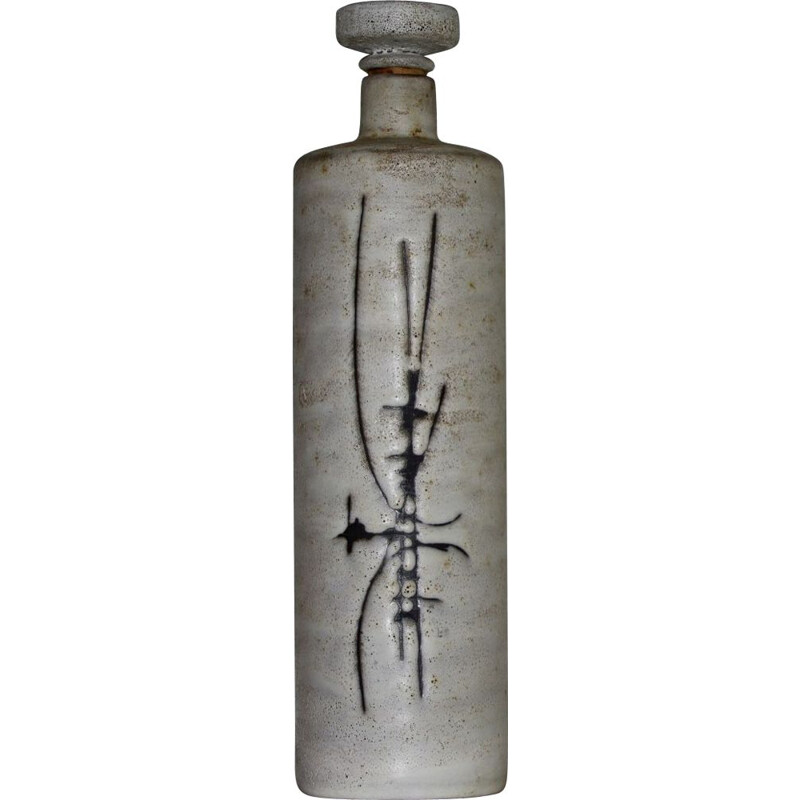 Vintage ceramic bottle by Henri Cimal Vallauris, 1950