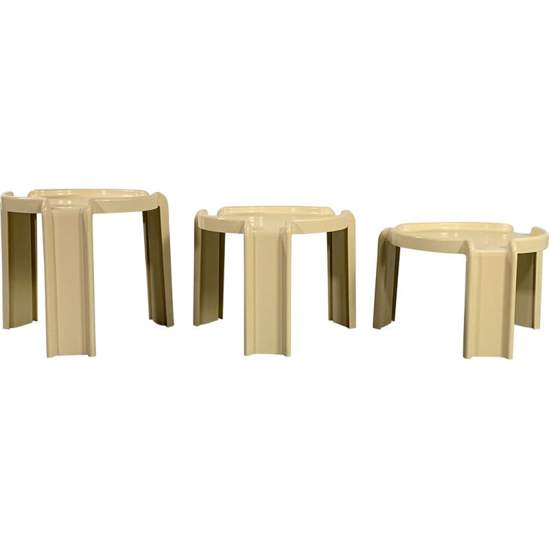 Vintage Cream Nesting Tables by Giotto Stoppino for Kartell 1970s
