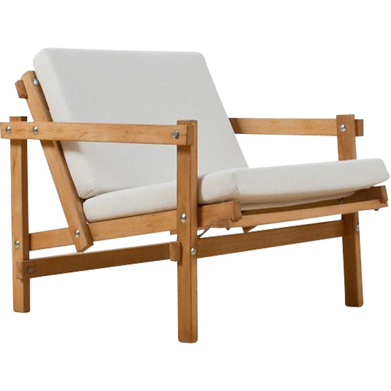 Vintage Martin visser Cleon lounge chair in beech and linen 1970s