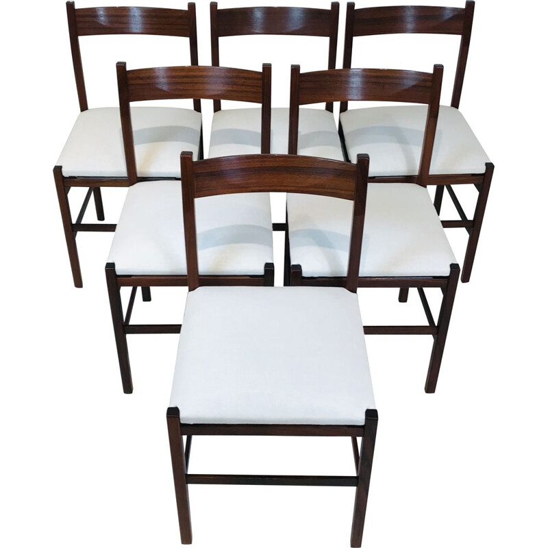 Set of 6 vintage Italian wooden chairs Italy 1960s