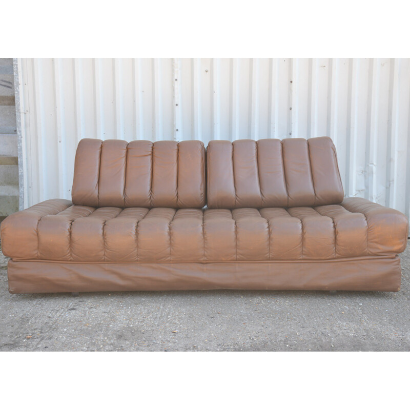 De Sede DS 85 two seater sofa in leather and chrome steel - 1960s