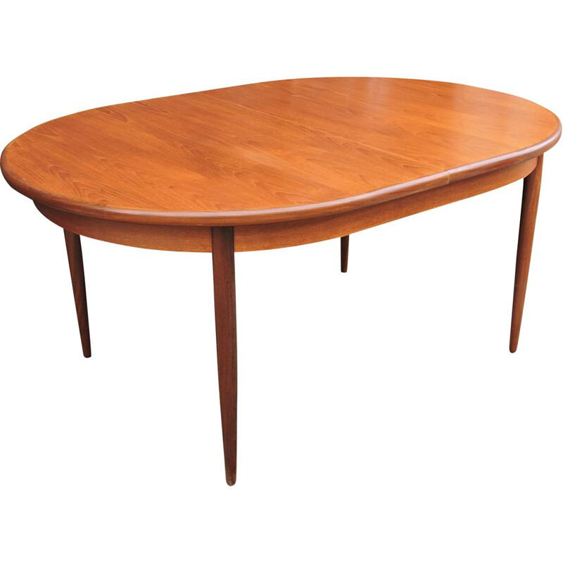 mesa de jantar Victor Wilkins vintage extensão oval de teca para G-Plan 1960