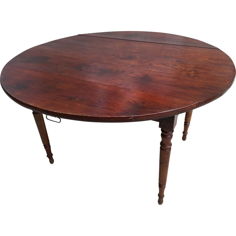 Vintage Round Table with Solid Oak Flaps