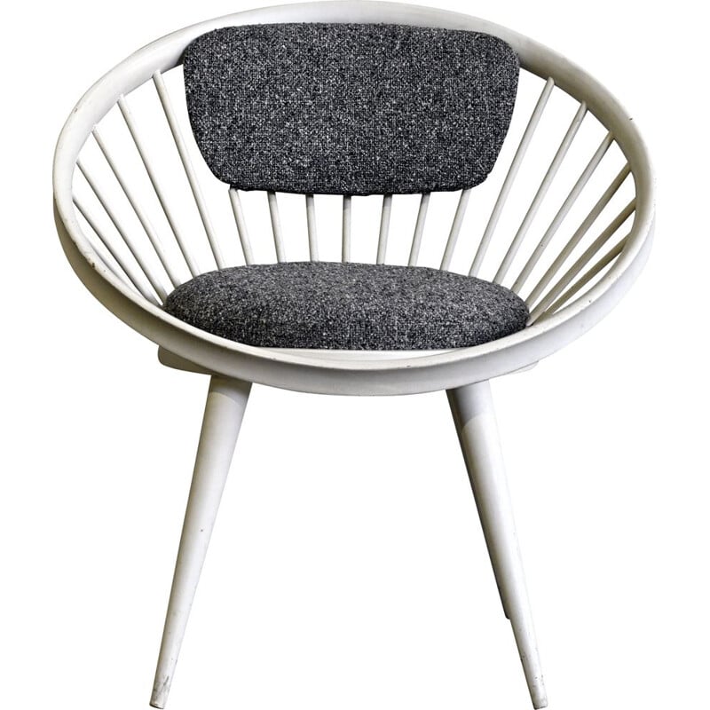 Vintage Grey & White Circle chair by Yngve Ekstrom for the Swedish 1960s