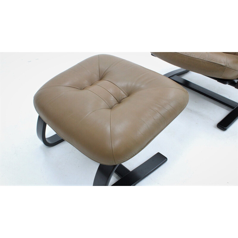 Exclusiv leather armchair with ottoman De Sede 1970s