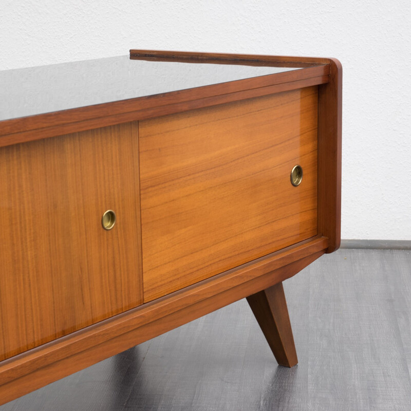 Vintage walnut sideboard with sliding doors - 50s