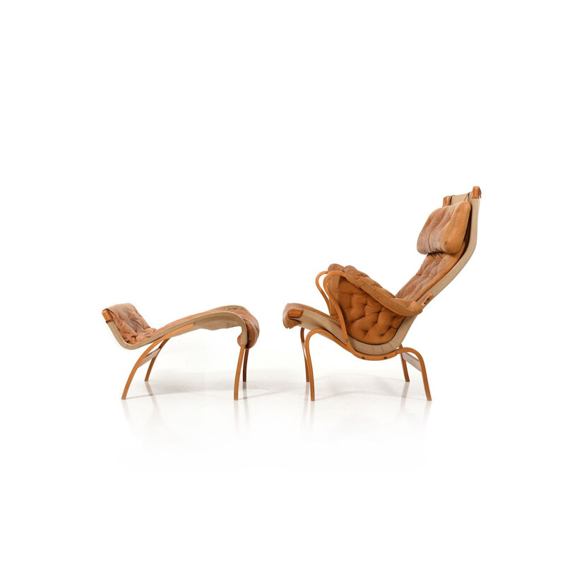 Pernilla Lounge Chair in Cognac by Bruno Mathsson 1970s