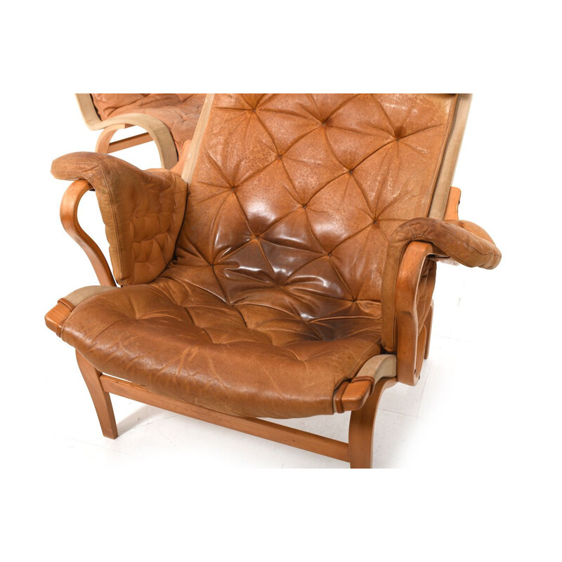 Pernilla Lounge Chair in Cognac by Bruno Mathsson 1970s