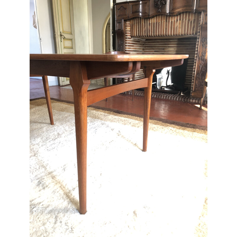 Vintage solid teak extensible dining table 2 extensions 1960