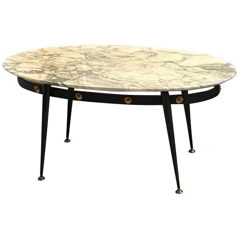 Mid-Century Modern Brass and Marble Italian Coffee Table,  1950