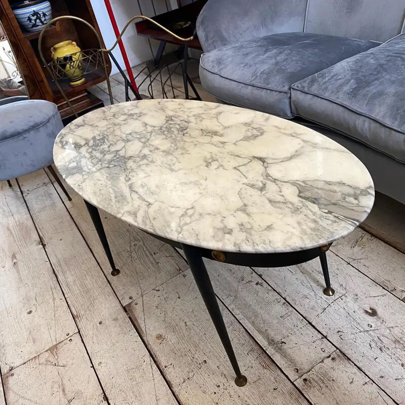 Mid-Century Modern Brass and Marble Italian Coffee Table,  1950