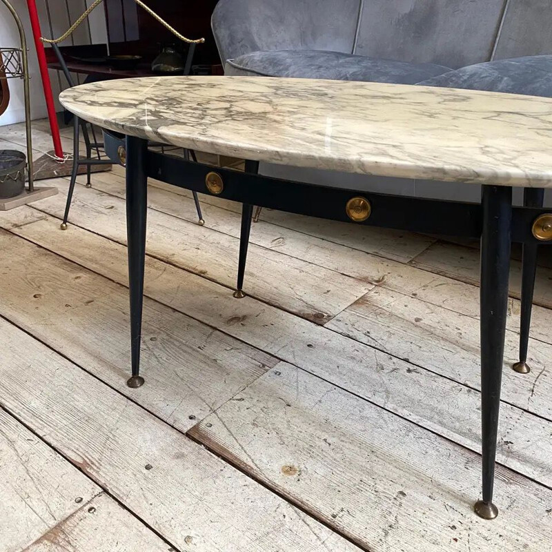 Mid-Century Modern Brass and Marble Italian Coffee Table,  1950