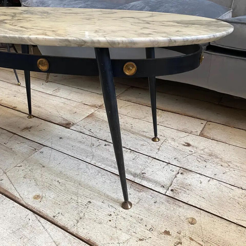 Mid-Century Modern Brass and Marble Italian Coffee Table,  1950