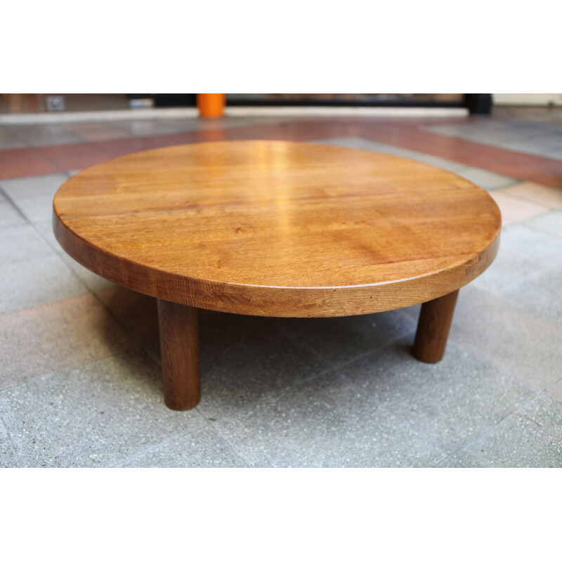 Vintage solid elm coffee table T02M - Pierre Chapo 