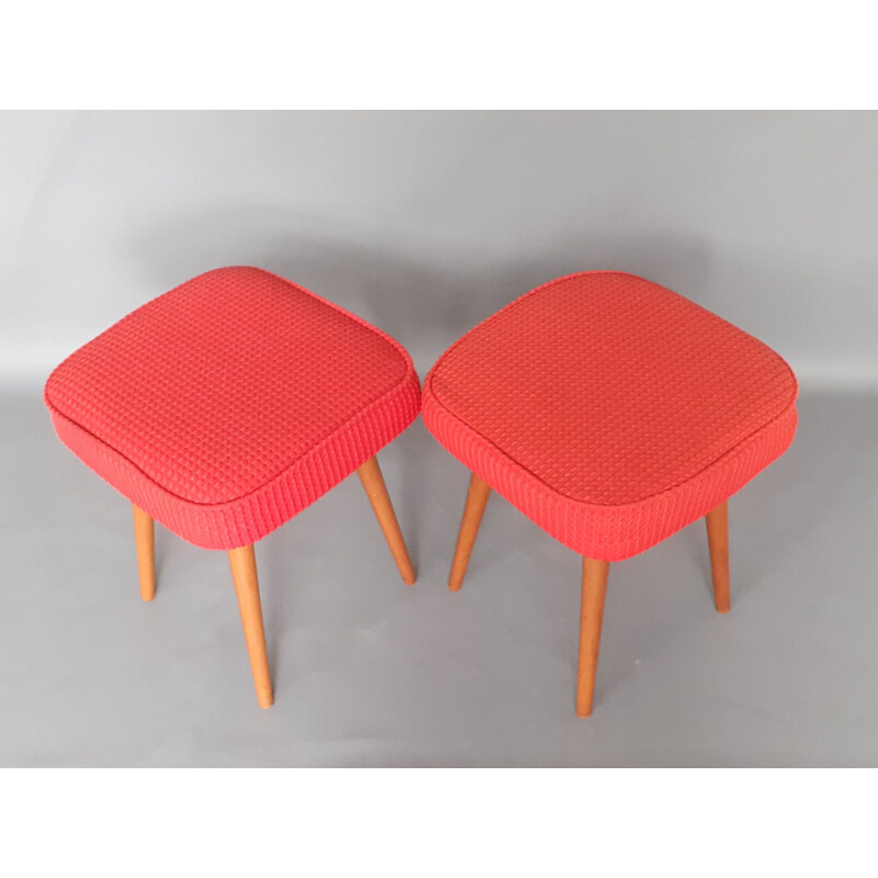 Paire de petits Tabourets Vintage Polonais 1970s