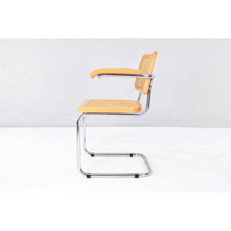 4 Vintage Marcel Breuer Golden Beech Cesca B64 Chairs, Italy 80s