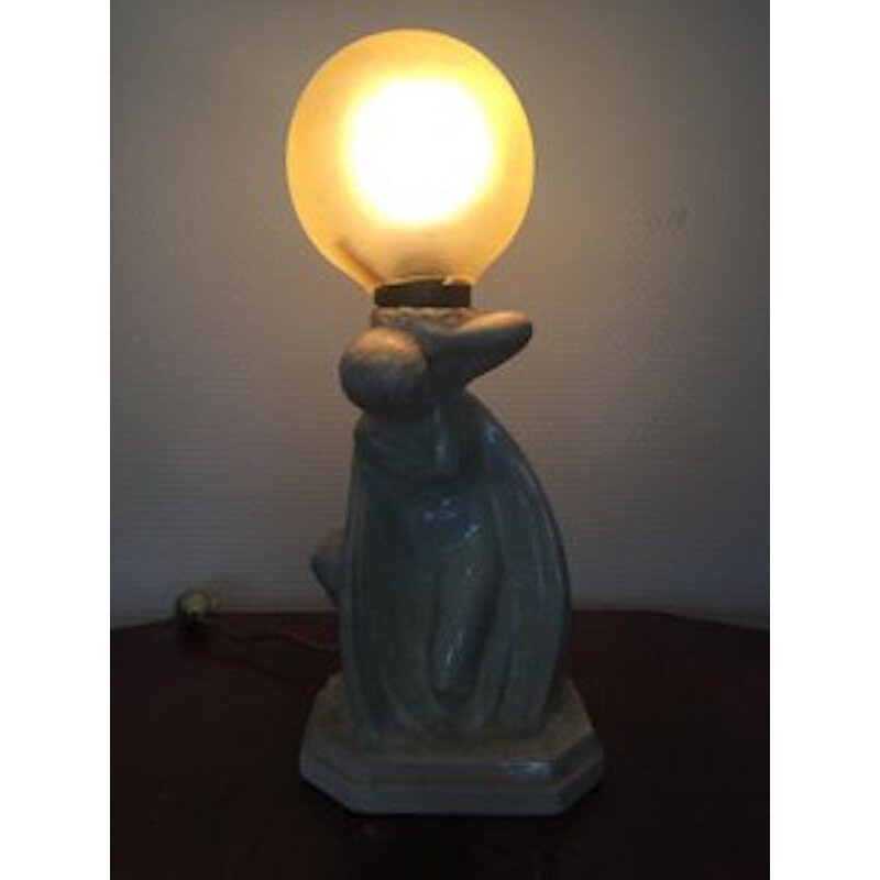 Vintage art deco gebarsten keramische lamp, 1930