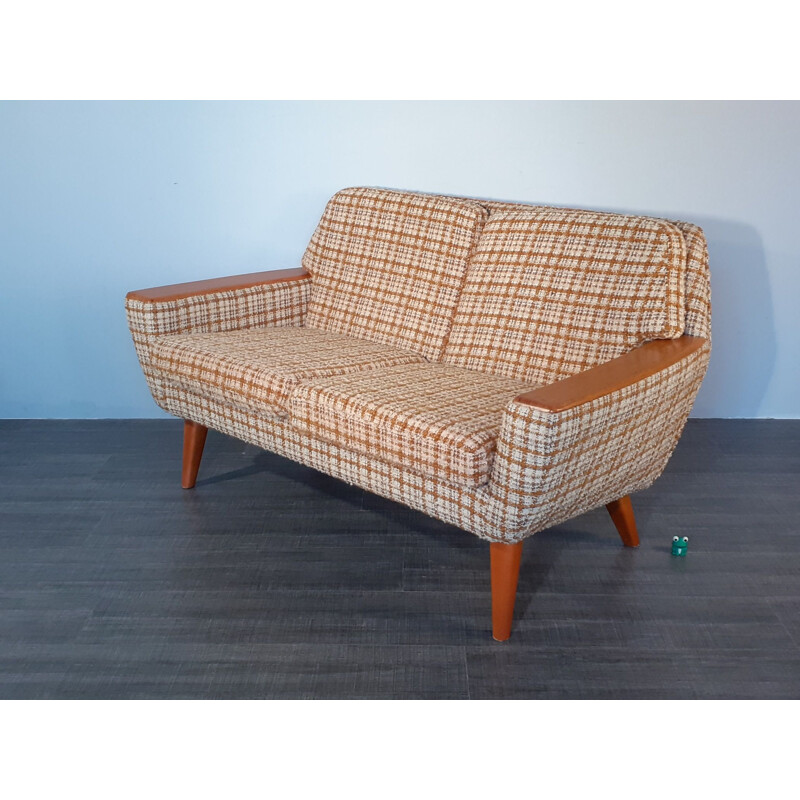 Norwegian Wool Beige and Teak Sofa, Scandinavian Vintage 1960s