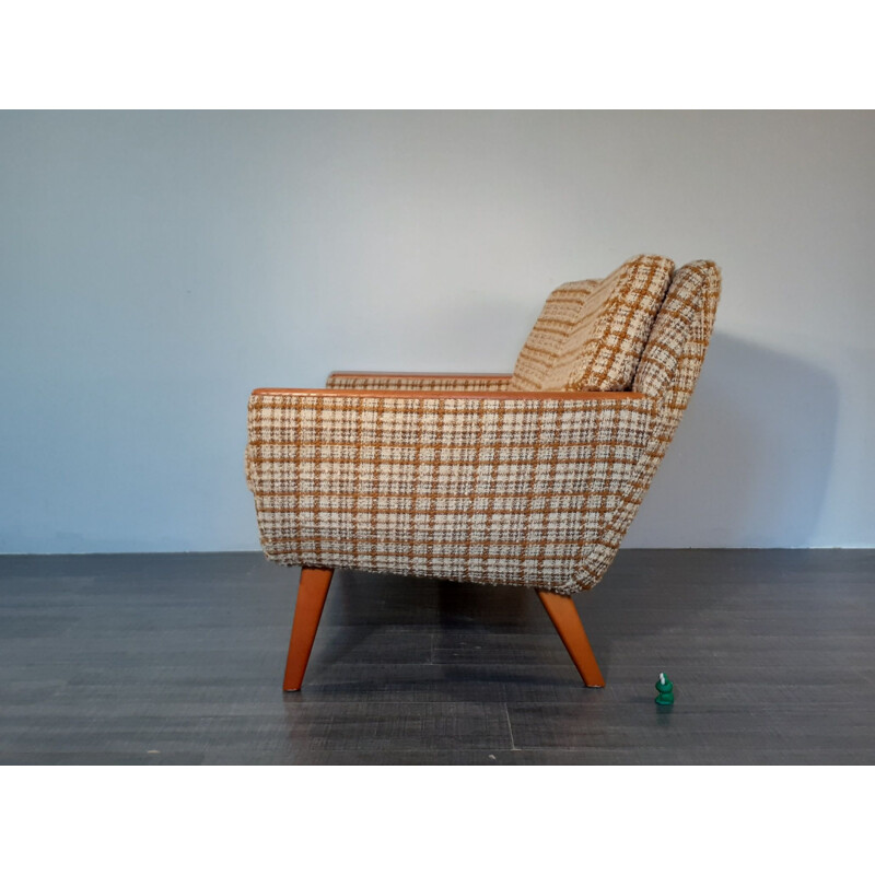 Norwegian Wool Beige and Teak Sofa, Scandinavian Vintage 1960s