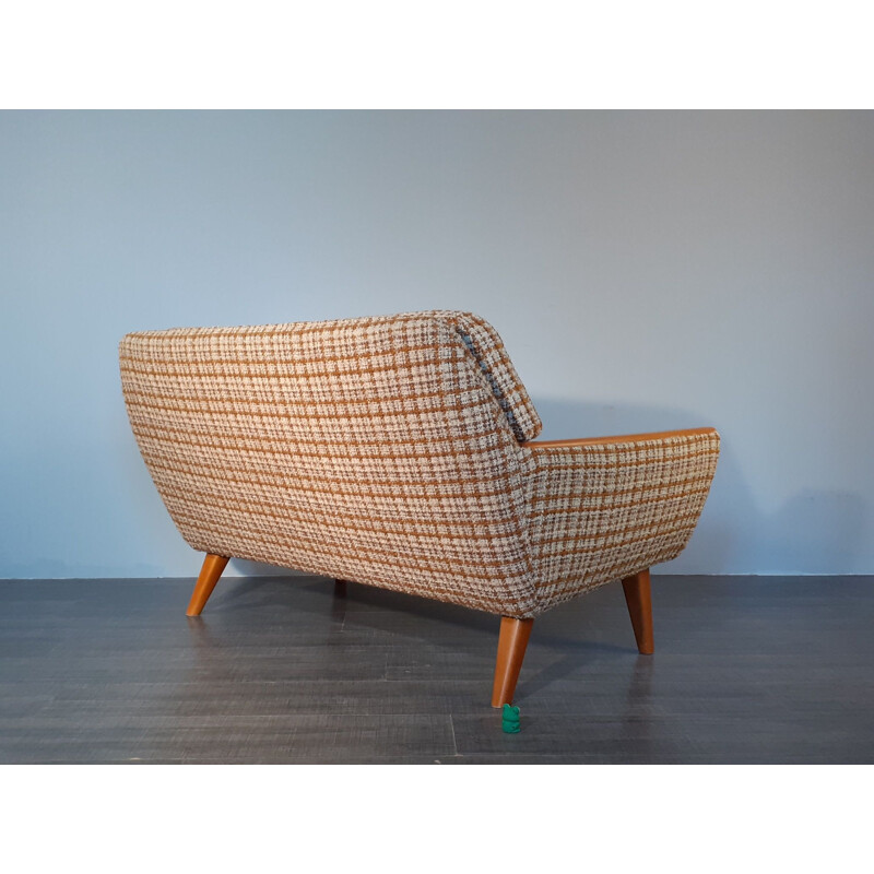 Canapé Norvégien Laine Beige et Teck, Vintage Scandinave 1960s